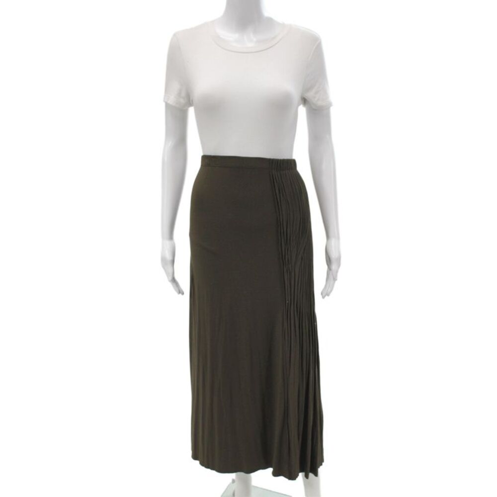 Pure DKNY Womens Pleated Midi Skirt Brown Size L